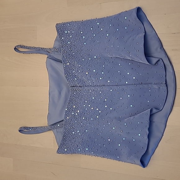 EUC MORI LEE Light Periwinkle Blue Beaded 3 Piece Skirt Set - Picture 10 of 17